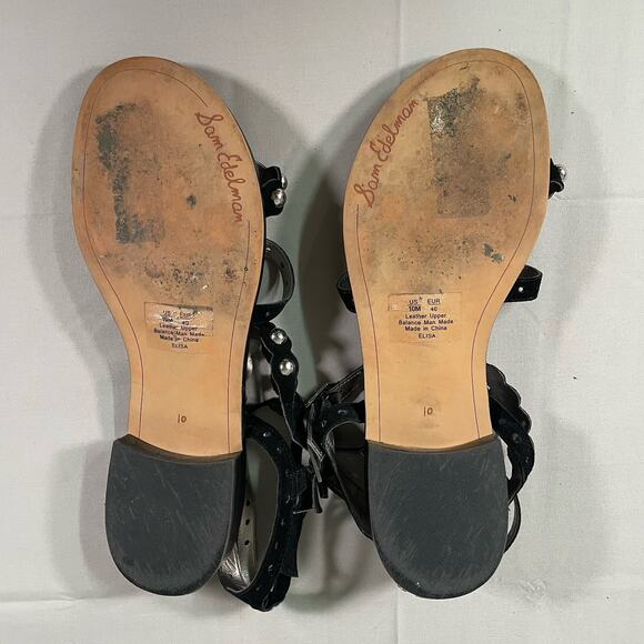 SAM EDELMAN Women's ELISA Black Suede Gladiator Silver Stud Sandals Size US 10M - Picture 6 of 10